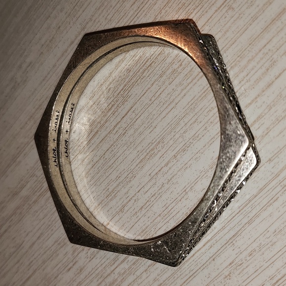 Chloe + Isabel Medina Hexagon Silver Pavé Bangle Set - Picture 4 of 4